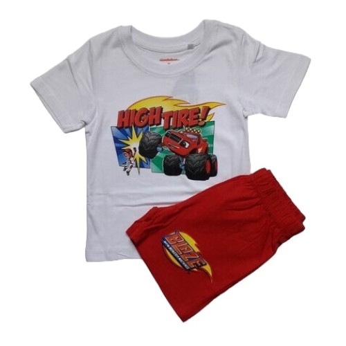 Лятна пижама за момче Пламъчко бяла