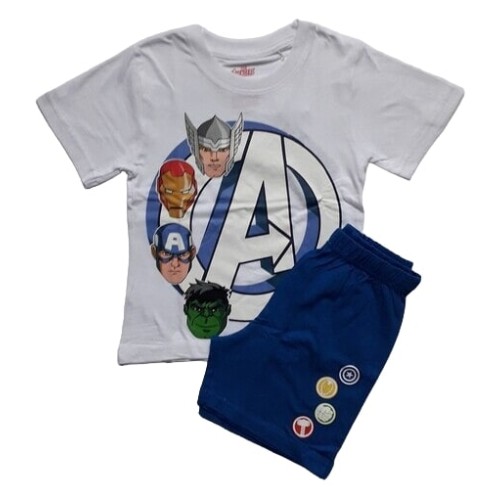 Лятна пижама за момче Avengers бяла