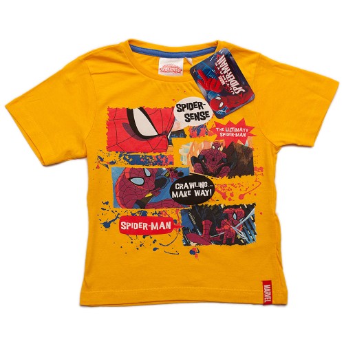 Блуза с къс ръкав за момче Спайдърмен жълта