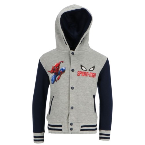 Модерно яке с качулка Спайдърмен в сиво