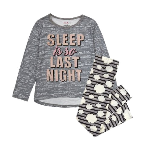 Пижама за момиче Sleep Is So Last Night сива Delia's Girl