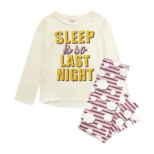 Пижама за момиче Sleep Is So Last Night бяла Delia's Girl