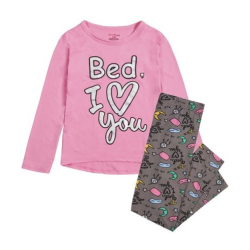 Пижама за момиче Bed I Love You розова Delia's Girl