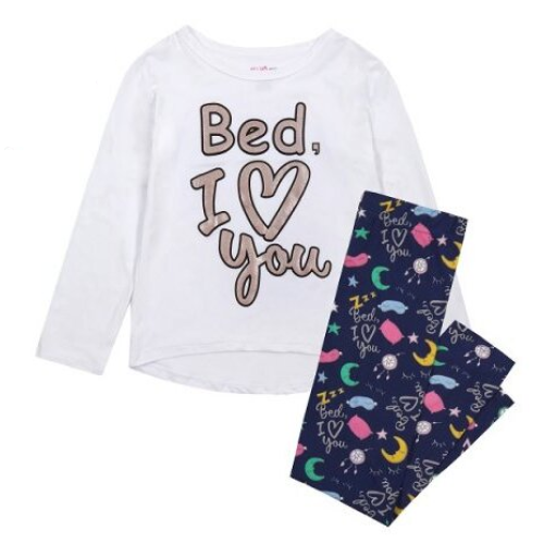 Пижама за момиче Bed I Love You бяла Delia's Girl