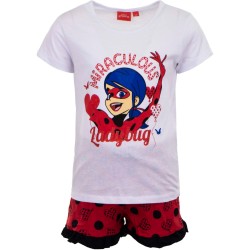 Къса пижама за момиче Калинката бяла