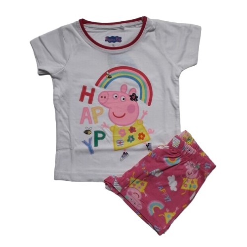 Лятна пижама за момиче Прасенцето Пепа бяла