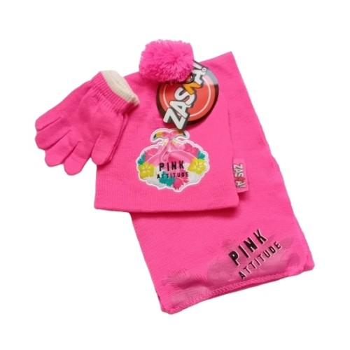 Шапка, шал и ръкавици за момиче Фламинго