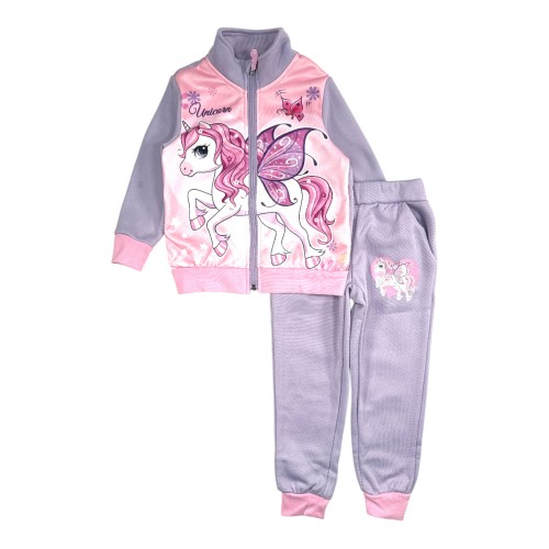 Екип за момиче с еднорог в лилаво