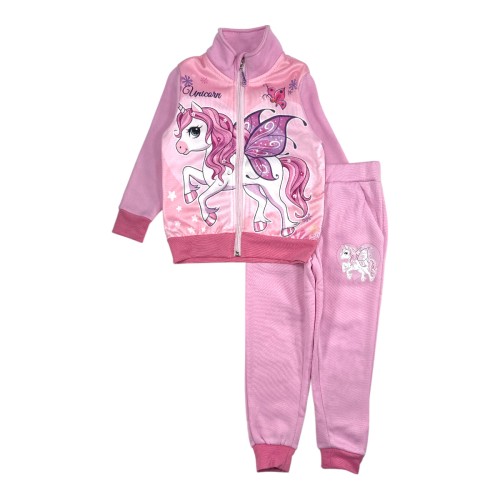 Екип за момиче с еднорог в розово