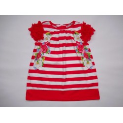 Нежна червено-бяла рокля с цветя